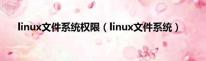 linux文件系统权限 linux文件系统