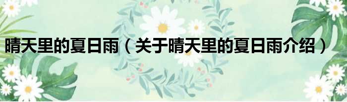 晴天里的夏日雨 关于晴天里的夏日雨介绍