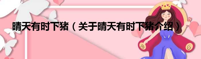 晴天有时下猪 关于晴天有时下猪介绍