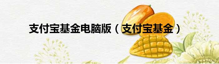 支付宝基金电脑版 支付宝基金