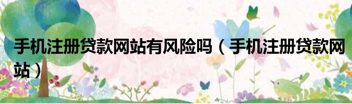 手机注册贷款网站有风险吗 手机注册贷款网站