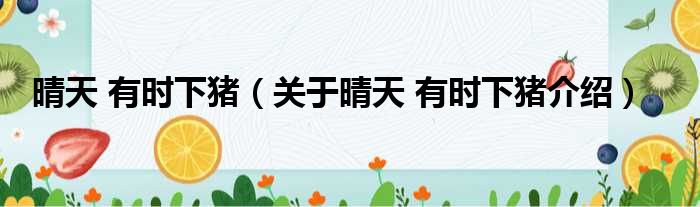 晴天 有时下猪 关于晴天 有时下猪介绍
