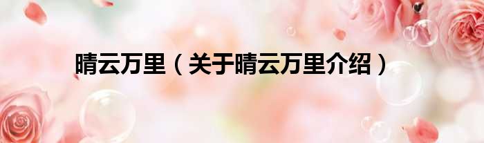 晴云万里 关于晴云万里介绍