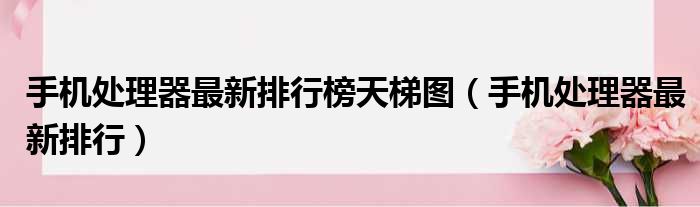手机处理器最新排行榜天梯图 手机处理器最新排行