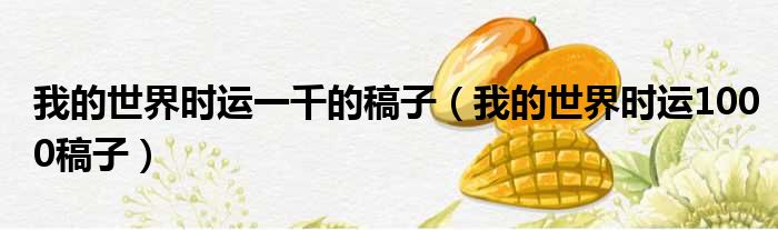 我的世界时运一千的稿子 我的世界时运1000稿子