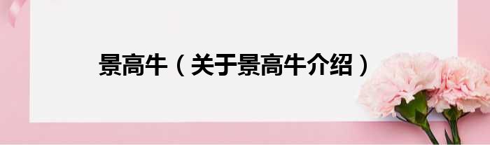 景高牛 关于景高牛介绍