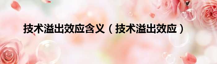 技术溢出效应含义 技术溢出效应