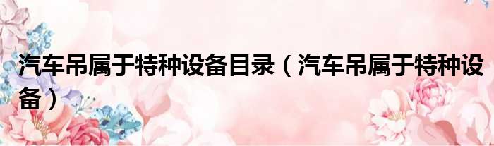 汽车吊属于特种设备目录 汽车吊属于特种设备