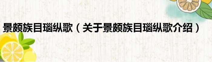 景颇族目瑙纵歌 关于景颇族目瑙纵歌介绍