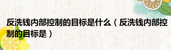 反洗钱内部控制的目标是什么 反洗钱内部控制的目标是