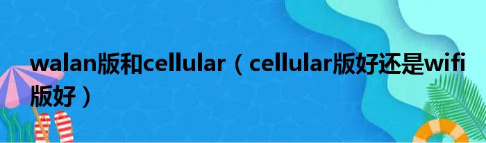 walan版和cellular cellular版好还是wifi版好