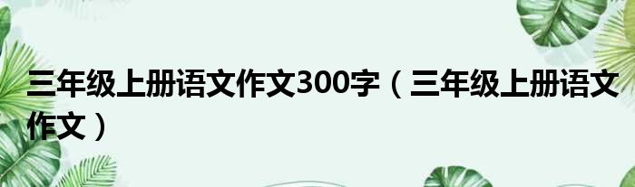 三年级上册语文作文300字 三年级上册语文作文