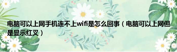 电脑可以上网手机连不上wifi是怎么回事 电脑可以上网但是显示红叉