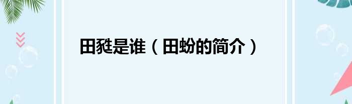 田甤是谁 田蚡的简介