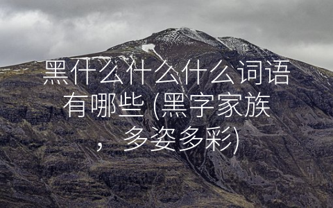 黑什么什么什么词语有哪些 (黑字家族，多姿多彩)