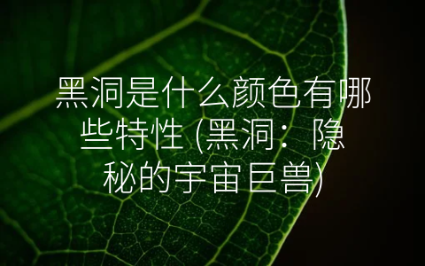 黑洞是什么颜色有哪些特性 (黑洞：隐秘的宇宙巨兽)