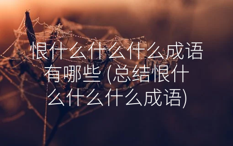 恨什么什么什么成语有哪些 (总结恨什么什么什么成语)