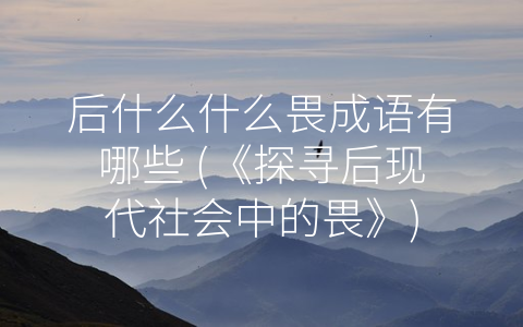 后什么什么畏成语有哪些 (《探寻后现代社会中的畏》)