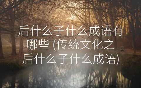 后什么子什么成语有哪些 (传统文化之后什么子什么成语)