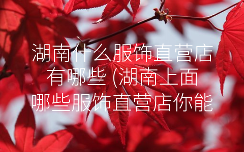 湖南什么服饰直营店有哪些 (湖南上面哪些服饰直营店你能错过？)