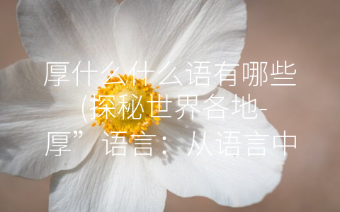 厚什么什么语有哪些 (探秘世界各地-厚”语言：从语言中窥探文化传统)