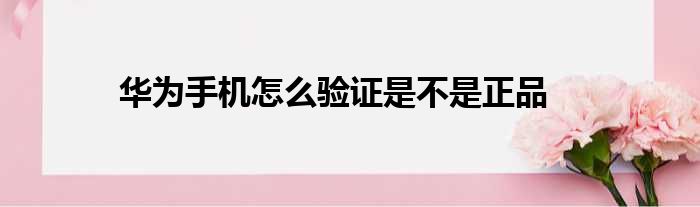 华为手机怎么验证是不是正品