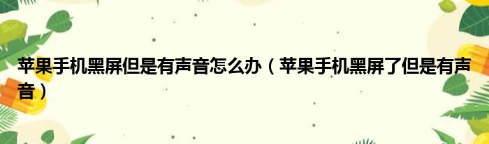 苹果手机黑屏但是有声音怎么办 苹果手机黑屏了但是有声音