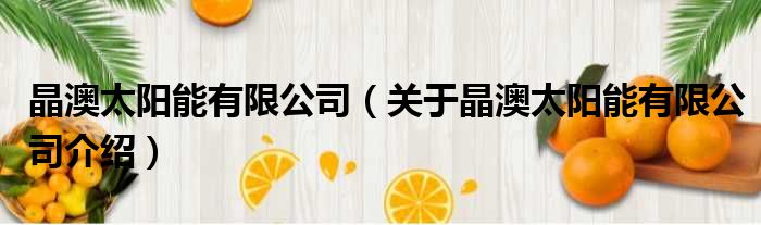 晶澳太阳能有限公司 关于晶澳太阳能有限公司介绍