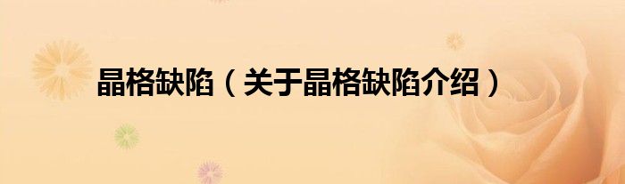 晶格缺陷 关于晶格缺陷介绍