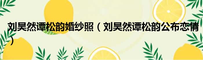 刘昊然谭松韵婚纱照 刘昊然谭松韵公布恋情