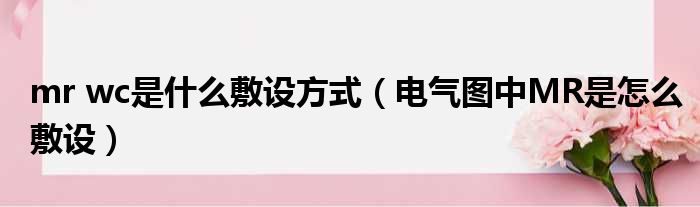mr wc是什么敷设方式 电气图中MR是怎么敷设