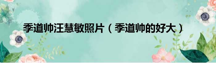 季道帅汪慧敏照片 季道帅的好大