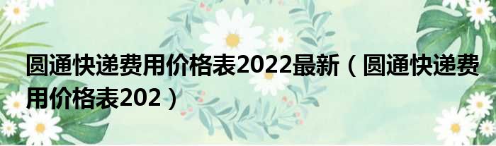 圆通快递费用价格表2022最新 圆通快递费用价格表202