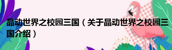 晶动世界之校园三国 关于晶动世界之校园三国介绍