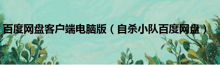 百度网盘客户端电脑版 自杀小队百度网盘