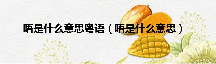 唔是什么意思粤语 唔是什么意思