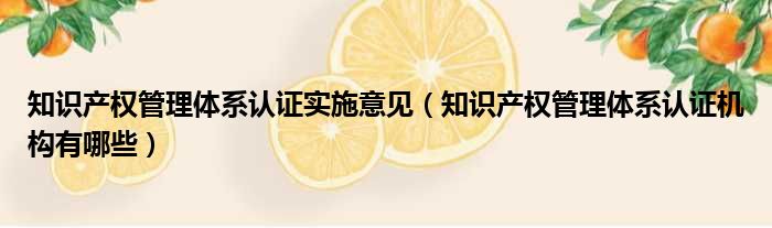 知识产权管理体系认证实施意见 知识产权管理体系认证机构有哪些
