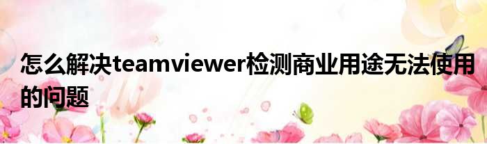 怎么解决teamviewer检测商业用途无法使用的问题