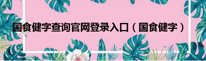 国食健字查询官网登录入口 国食健字