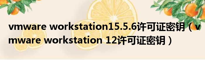 vmware workstation15.5.6许可证密钥 vmware workstation 12许可证密钥