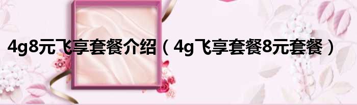 4g8元飞享套餐介绍 4g飞享套餐8元套餐