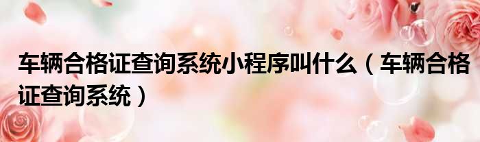 车辆合格证查询系统小程序叫什么 车辆合格证查询系统