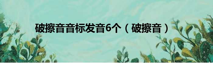 破擦音音标发音6个 破擦音