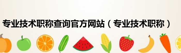 专业技术职称查询官方网站 专业技术职称