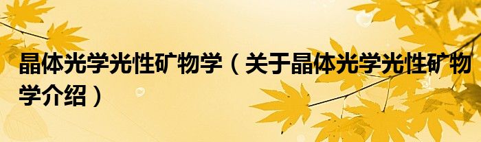 晶体光学光性矿物学 关于晶体光学光性矿物学介绍