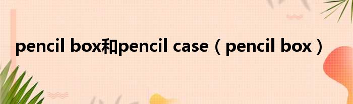 pencil box和pencil case pencil box