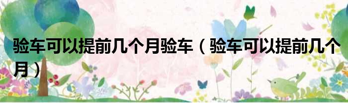 验车可以提前几个月验车 验车可以提前几个月