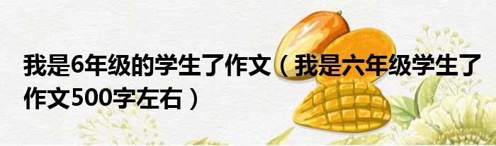我是6年级的学生了作文 我是六年级学生了作文500字左右