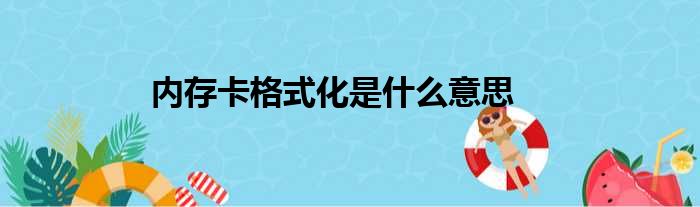 内存卡格式化是什么意思