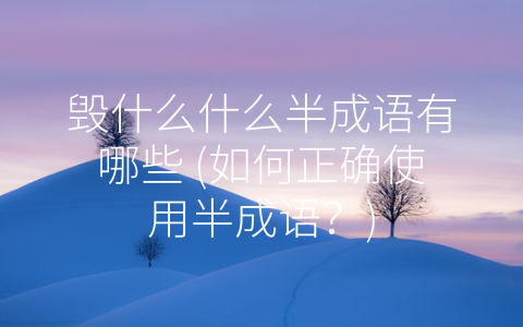 毁什么什么半成语有哪些 (如何正确使用半成语？)